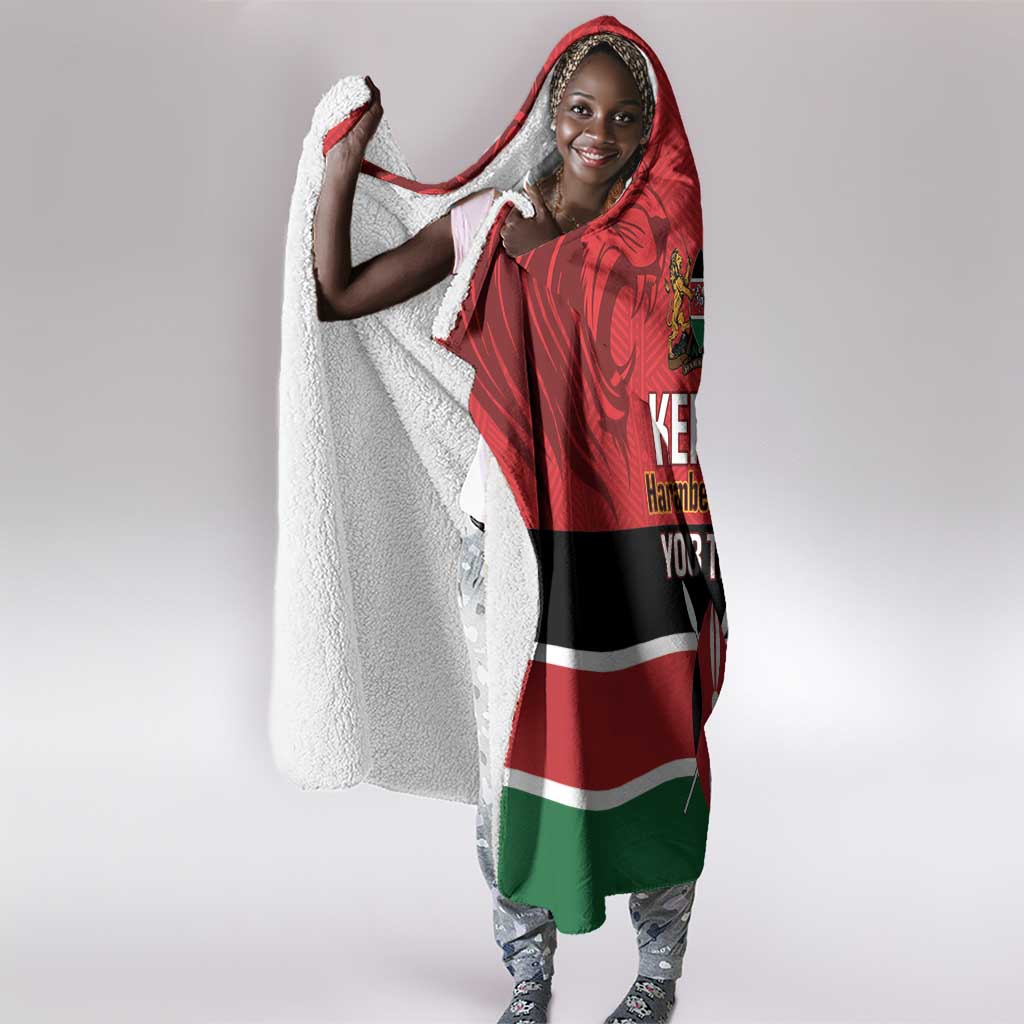 Custom Kenya Football Hooded Blanket Go Harambee Stars African Pattern