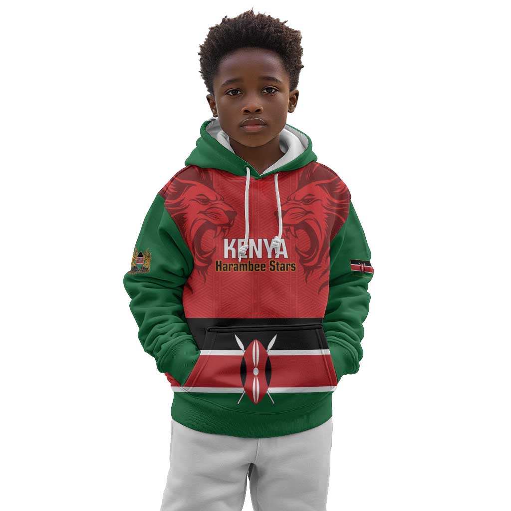 Custom Kenya Football Kid Hoodie Go Harambee Stars African Pattern