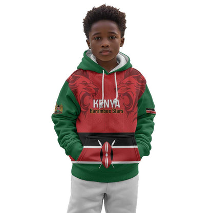 Custom Kenya Football Kid Hoodie Go Harambee Stars African Pattern