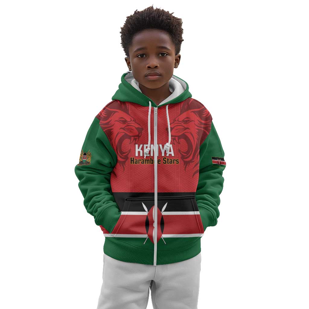 Custom Kenya Football Kid Hoodie Go Harambee Stars African Pattern