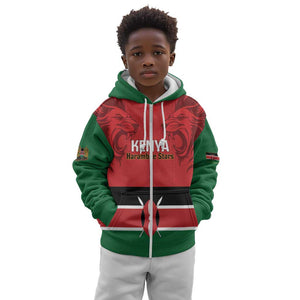 Custom Kenya Football Kid Hoodie Go Harambee Stars African Pattern