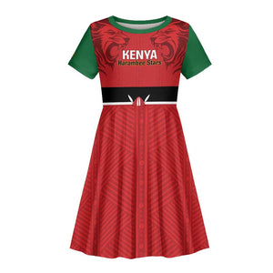 Custom Kenya Football Kid Short Sleeve Dress Go Harambee Stars African Pattern