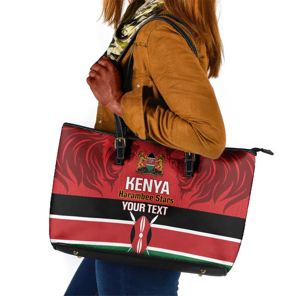 Custom Kenya Football Leather Tote Bag Go Harambee Stars African Pattern