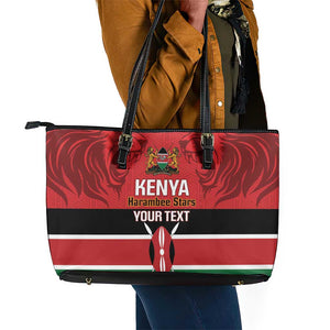 Custom Kenya Football Leather Tote Bag Go Harambee Stars African Pattern