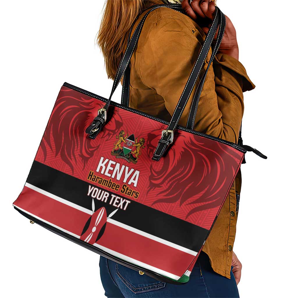 Custom Kenya Football Leather Tote Bag Go Harambee Stars African Pattern