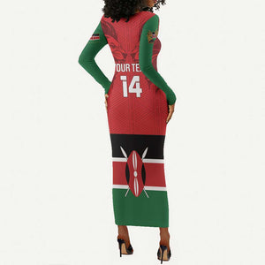 Custom Kenya Football Long Sleeve Bodycon Dress Go Harambee Stars African Pattern LT14