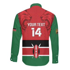 Custom Kenya Football Long Sleeve Button Shirt Go Harambee Stars African Pattern