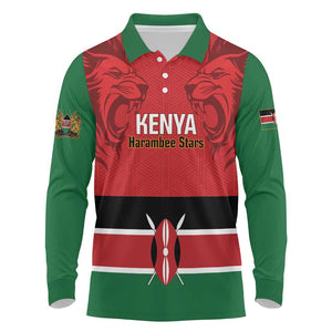Custom Kenya Football Long Sleeve Polo Shirt Go Harambee Stars African Pattern