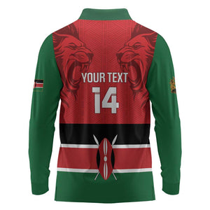 Custom Kenya Football Long Sleeve Polo Shirt Go Harambee Stars African Pattern