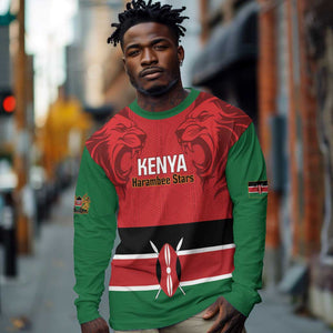 Custom Kenya Football Long Sleeve Shirt Go Harambee Stars African Pattern