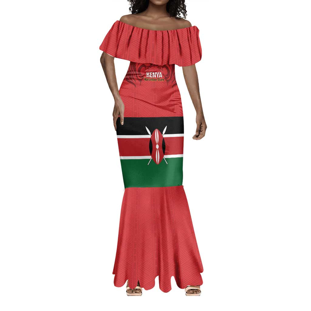 Custom Kenya Football Mermaid Dress Go Harambee Stars African Pattern