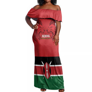 Custom Kenya Football Off Shoulder Maxi Dress Go Harambee Stars African Pattern