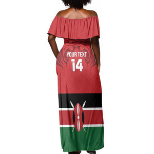 Custom Kenya Football Off Shoulder Maxi Dress Go Harambee Stars African Pattern