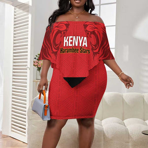 Custom Kenya Football Off Shoulder Short Dress Go Harambee Stars African Pattern