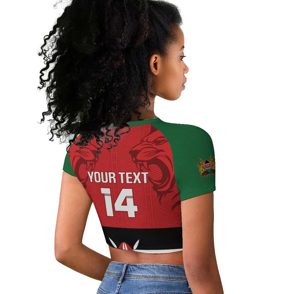 Custom Kenya Football Raglan Cropped T shirt Go Harambee Stars African Pattern