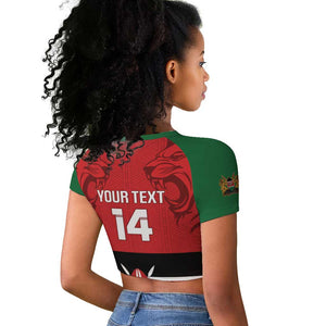 Custom Kenya Football Raglan Cropped T shirt Go Harambee Stars African Pattern