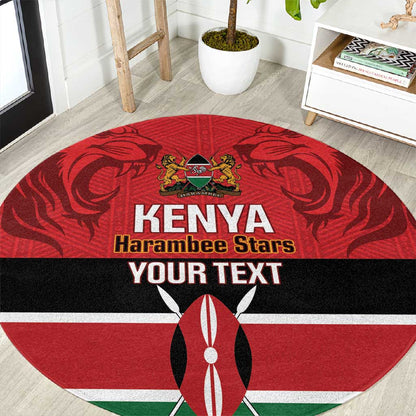 Custom Kenya Football Round Carpet Go Harambee Stars African Pattern