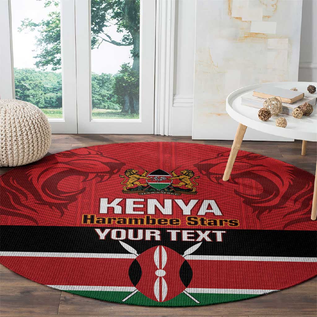 Custom Kenya Football Round Carpet Go Harambee Stars African Pattern