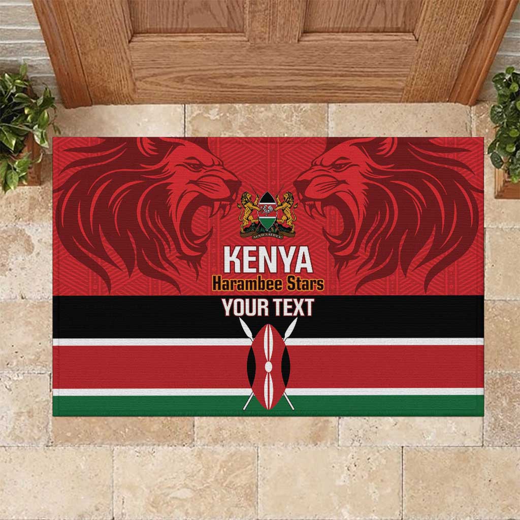 Custom Kenya Football Rubber Doormat Go Harambee Stars African Pattern