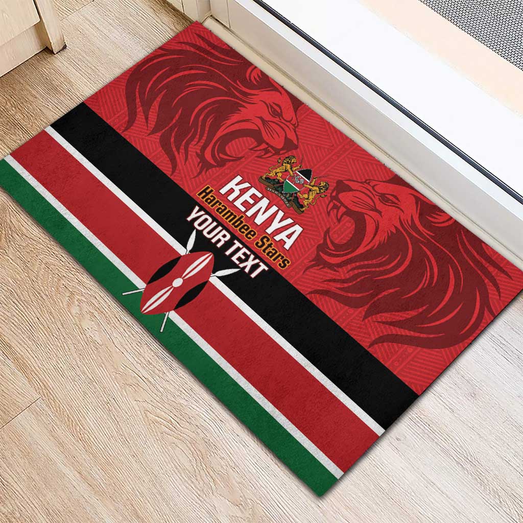 Custom Kenya Football Rubber Doormat Go Harambee Stars African Pattern
