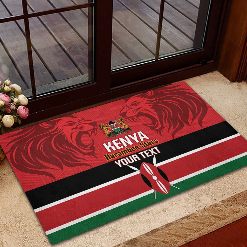 Custom Kenya Football Rubber Doormat Go Harambee Stars African Pattern