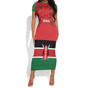 Custom Kenya Football Short Sleeve Bodycon Dress Go Harambee Stars African Pattern LT14