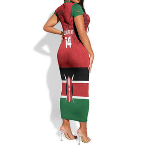Custom Kenya Football Short Sleeve Bodycon Dress Go Harambee Stars African Pattern LT14