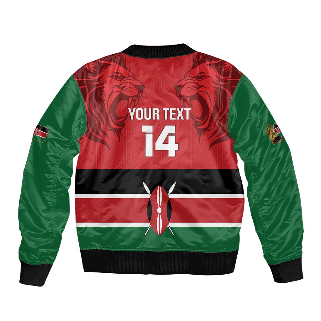 Custom Kenya Football Sleeve Zip Bomber Jacket Go Harambee Stars African Pattern
