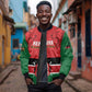 Custom Kenya Football Sleeve Zip Bomber Jacket Go Harambee Stars African Pattern