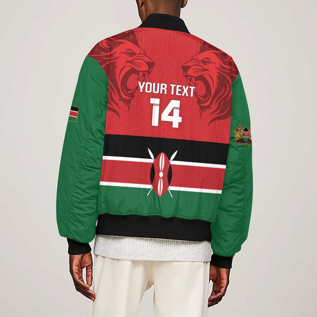 Custom Kenya Football Sleeve Zip Bomber Jacket Go Harambee Stars African Pattern