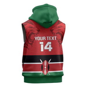 Custom Kenya Football Sleeveless Hoodie Go Harambee Stars African Pattern - African Pride
