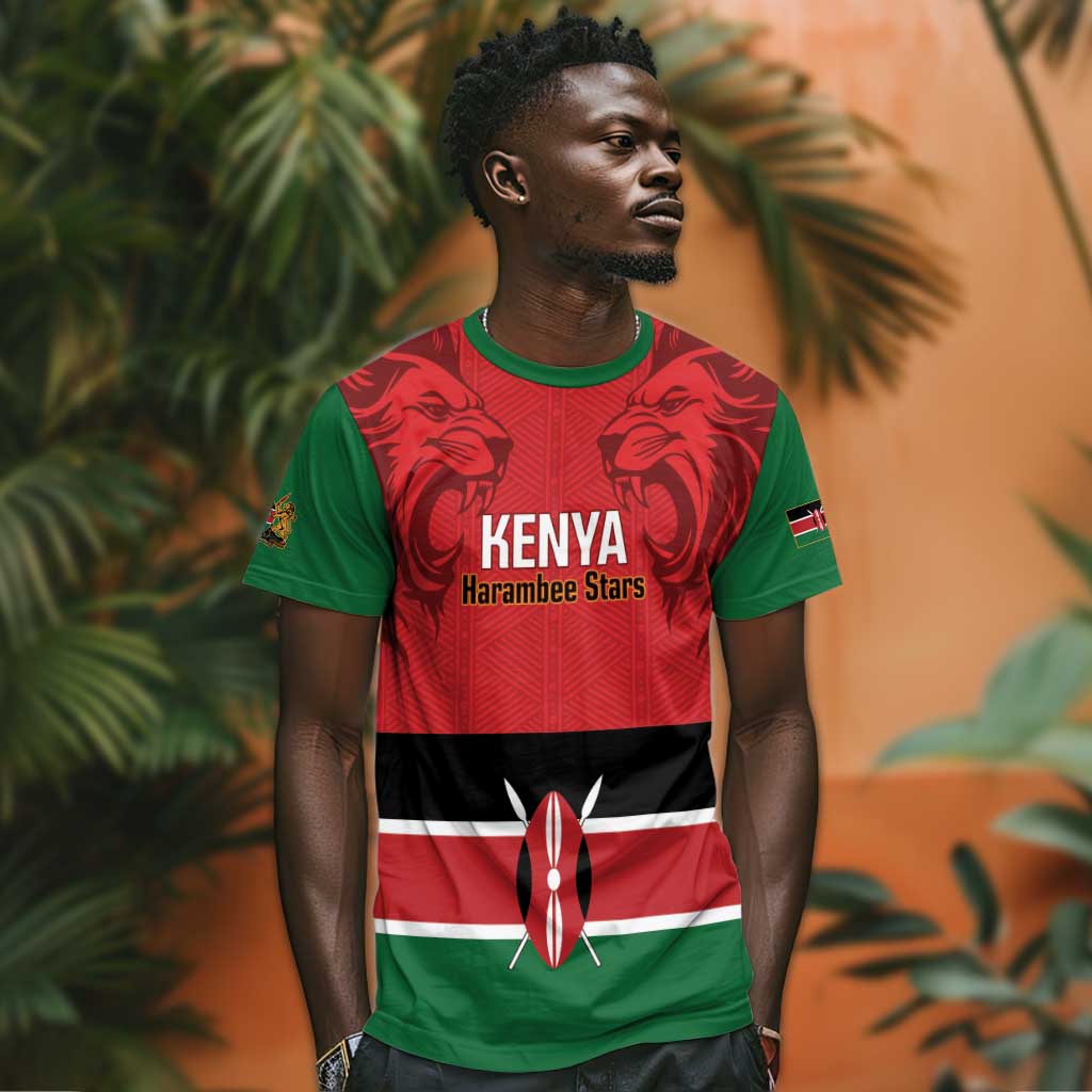 Custom Kenya Football T shirt Go Harambee Stars African Pattern