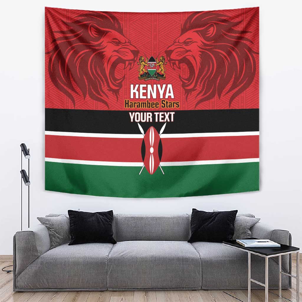 Custom Kenya Football Tapestry Go Harambee Stars African Pattern