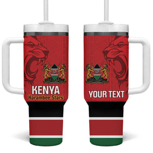 Custom Kenya Football Tumbler With Handle Go Harambee Stars African Pattern
