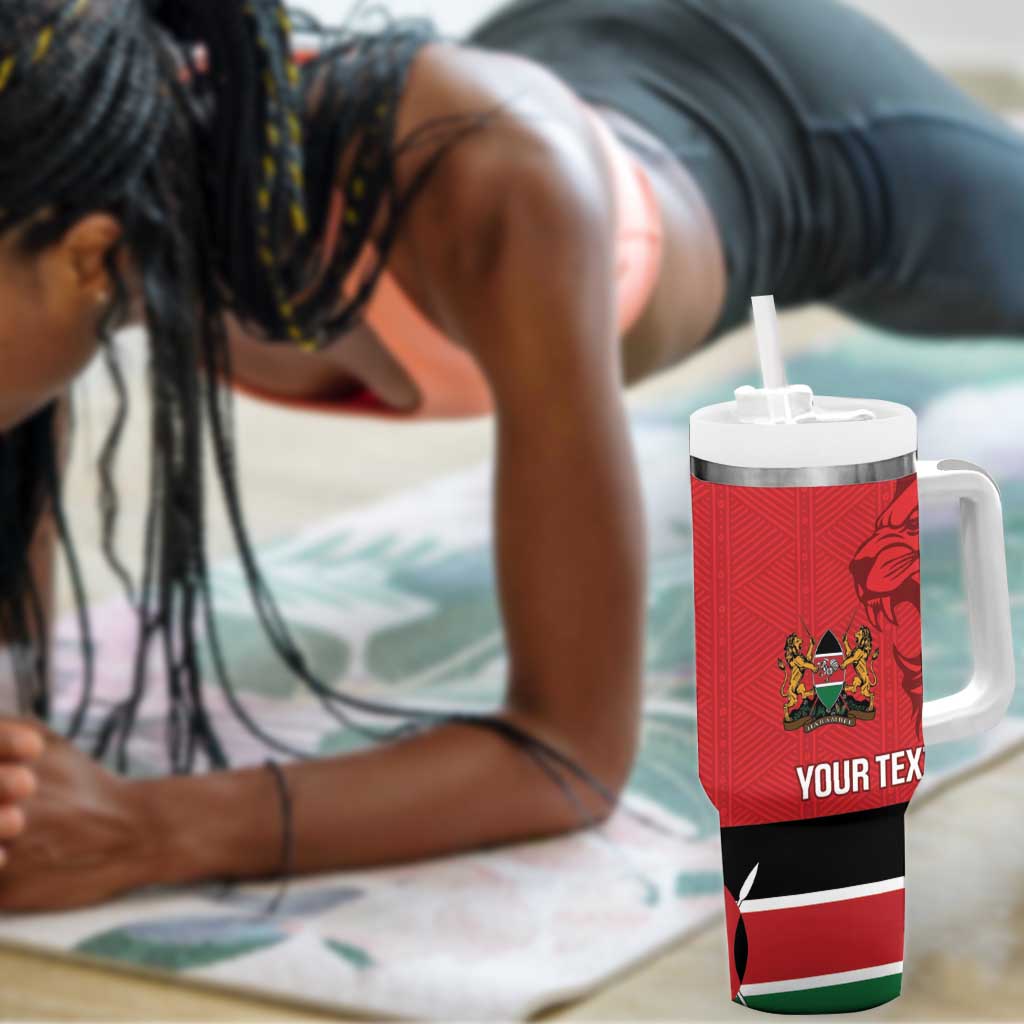 Custom Kenya Football Tumbler With Handle Go Harambee Stars African Pattern