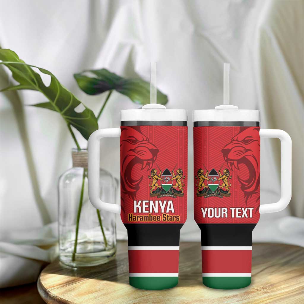 Custom Kenya Football Tumbler With Handle Go Harambee Stars African Pattern