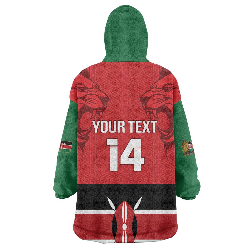 Custom Kenya Football Wearable Blanket Hoodie Go Harambee Stars African Pattern