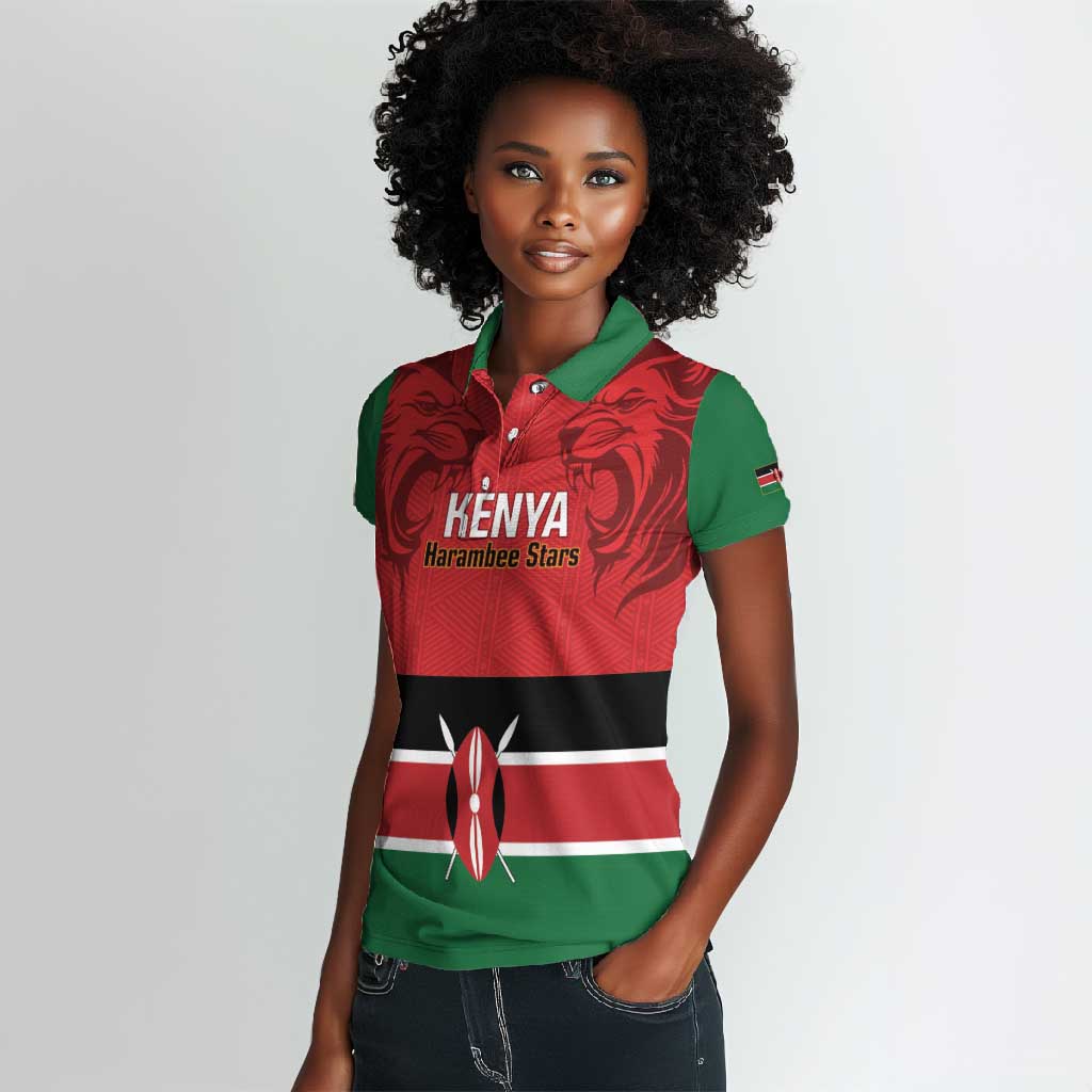 Custom Kenya Football Women Polo Shirt Go Harambee Stars African Pattern