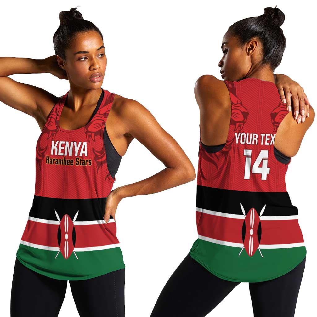 Custom Kenya Football Women Racerback Tank Go Harambee Stars African Pattern