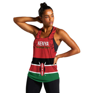 Custom Kenya Football Women Racerback Tank Go Harambee Stars African Pattern