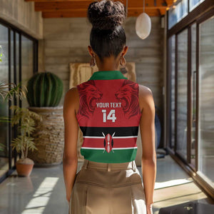 Custom Kenya Football Women Sleeveless Polo Shirt Go Harambee Stars African Pattern