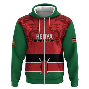 Custom Kenya Football Zip Hoodie Go Harambee Stars African Pattern