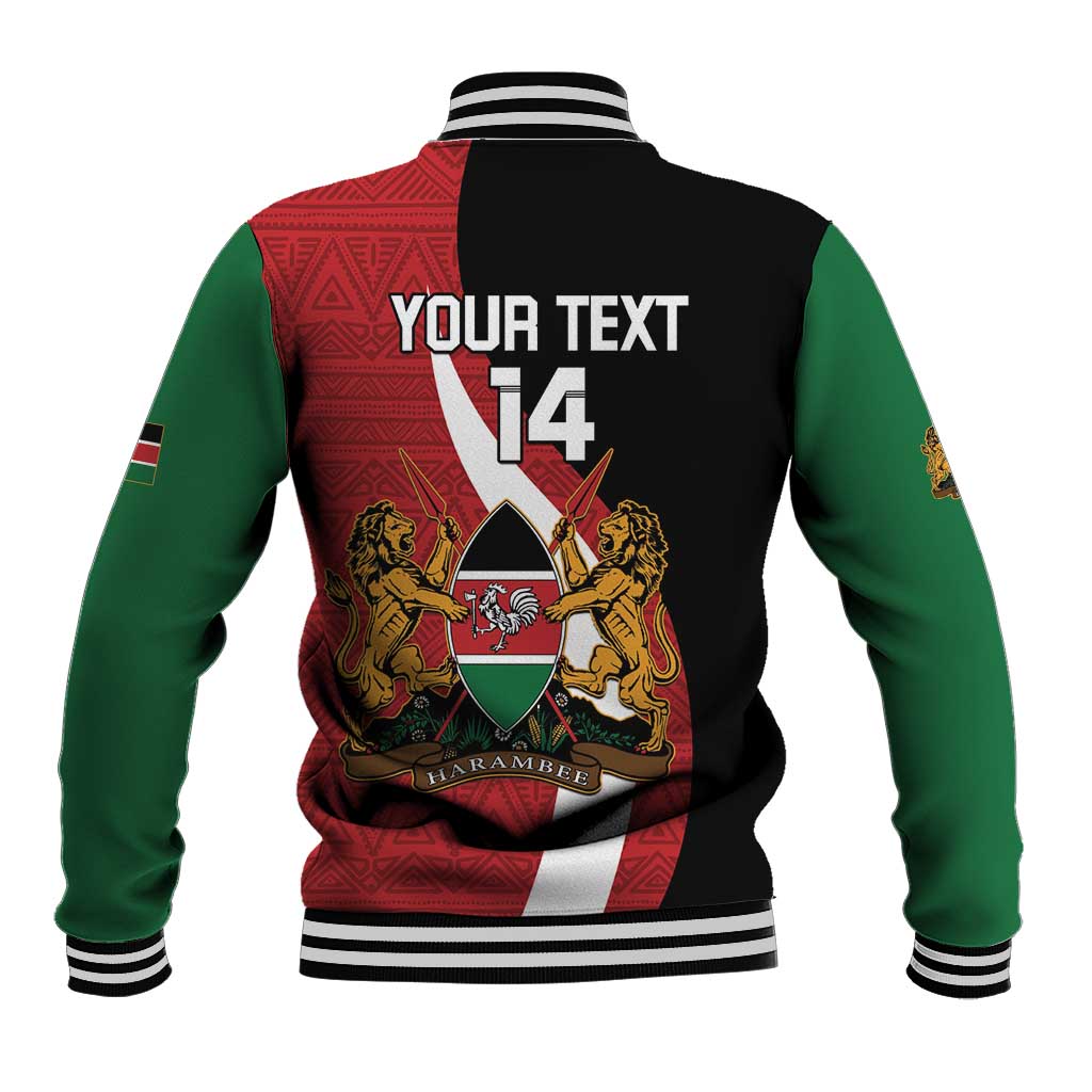 Custom Kenya Football Baseball Jacket Maasai Shield Coat Of Arms Style