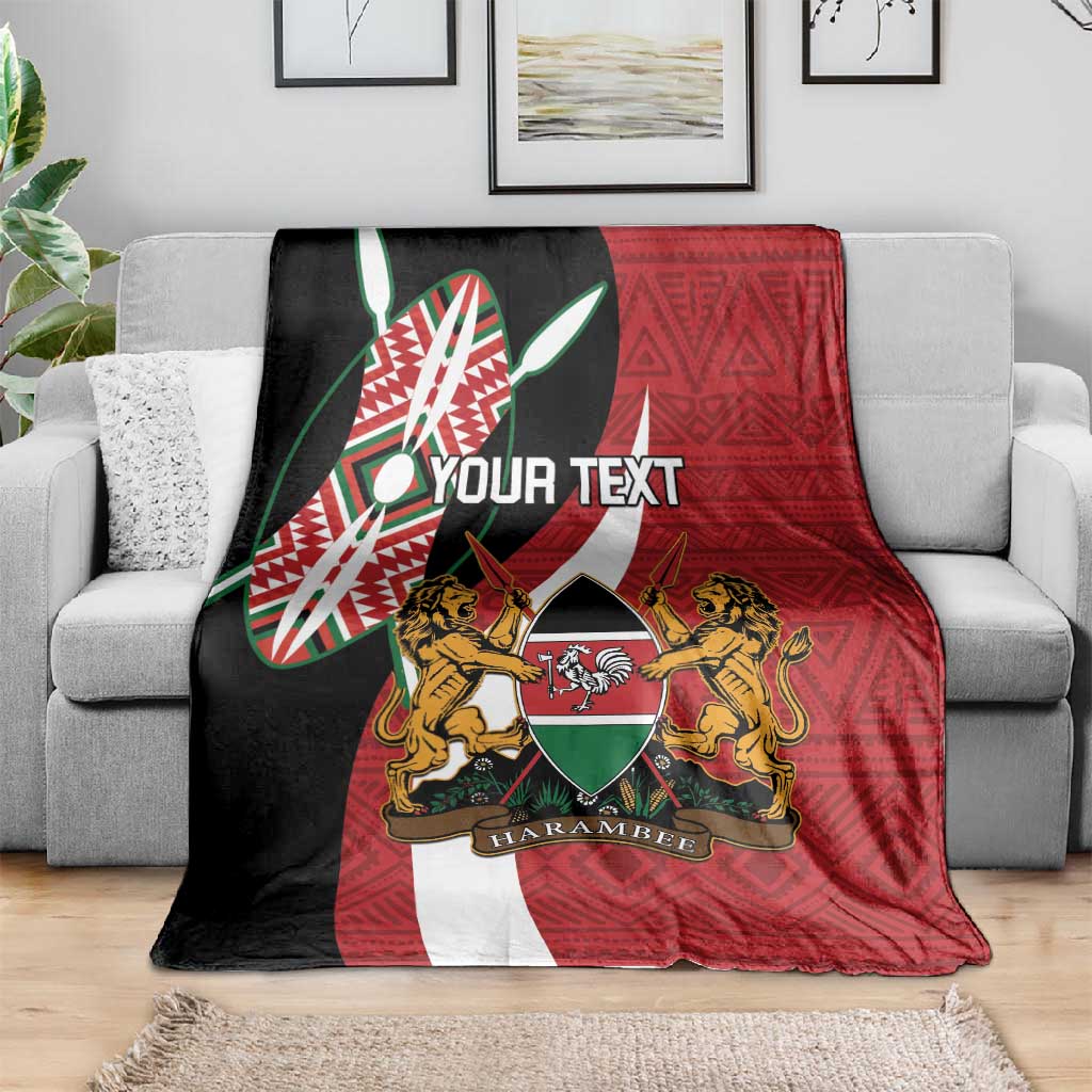 Custom Kenya Football Blanket Maasai Shield Coat Of Arms Style