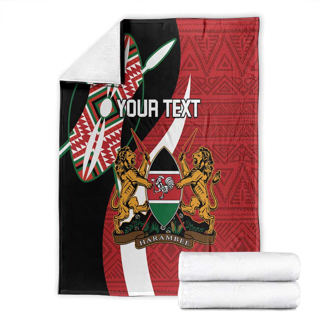 Custom Kenya Football Blanket Maasai Shield Coat Of Arms Style