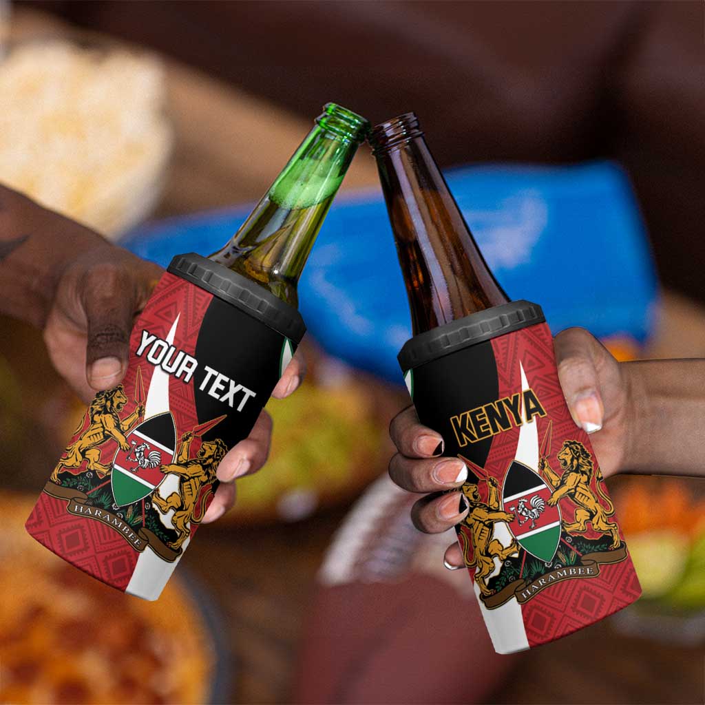 Custom Kenya Football 4 in 1 Can Cooler Tumbler Maasai Shield Coat Of Arms Style