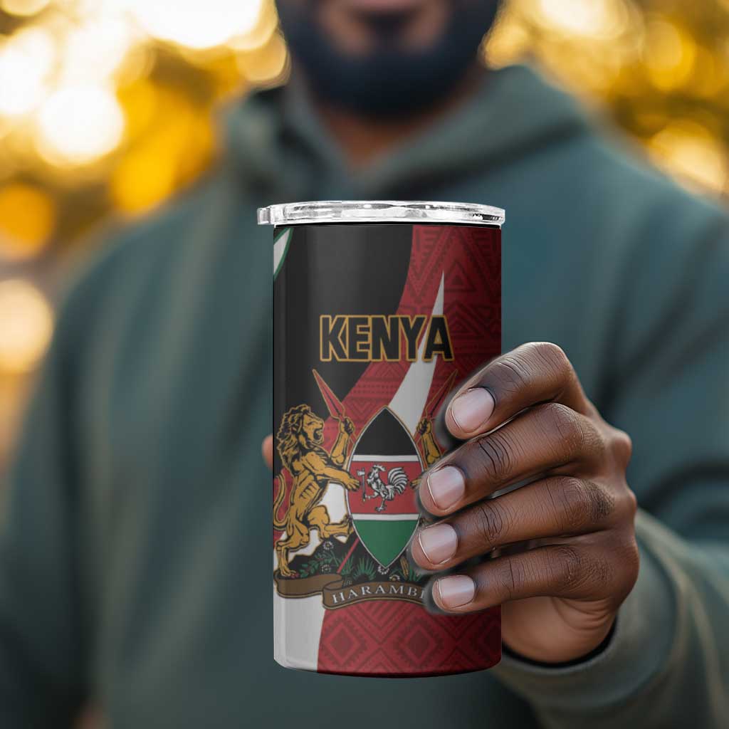 Custom Kenya Football 4 in 1 Can Cooler Tumbler Maasai Shield Coat Of Arms Style