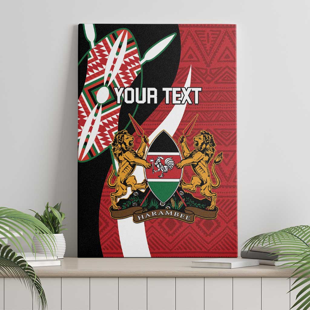 Custom Kenya Football Canvas Wall Art Maasai Shield Coat Of Arms Style