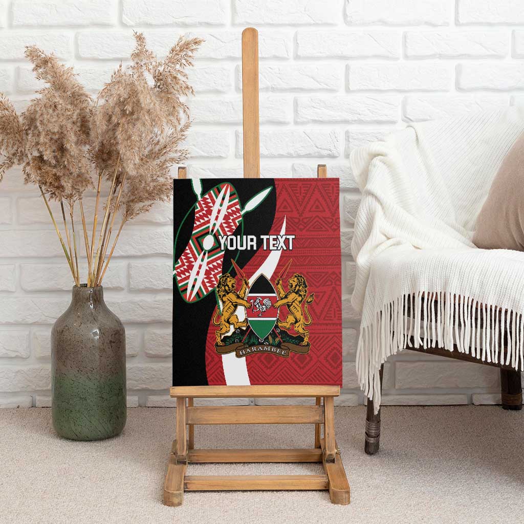 Custom Kenya Football Canvas Wall Art Maasai Shield Coat Of Arms Style