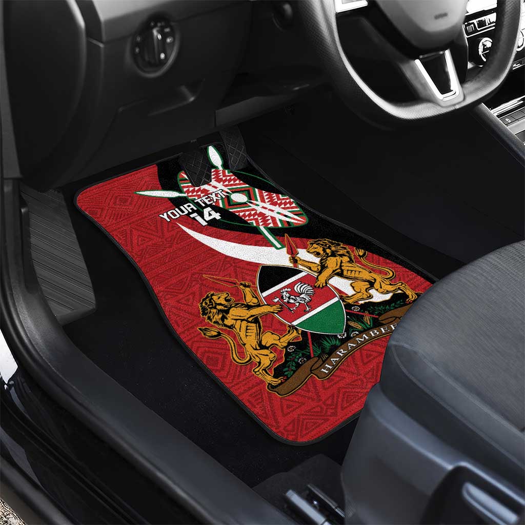 Custom Kenya Football Car Mats Maasai Shield Coat Of Arms Style